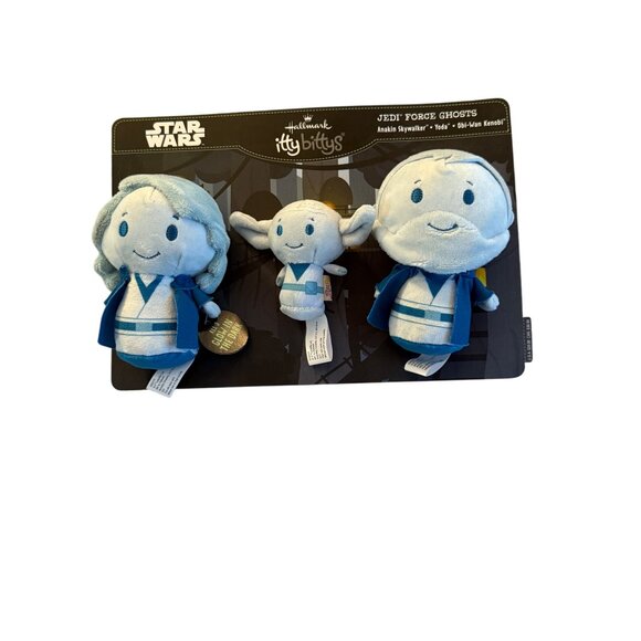 Star Wars Itty Bittys Jedi Force Ghosts Set Of 3 Glow In The Dark Plush By Hallm - Picture 1 of 2
